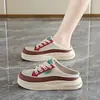 Novos sapatos femininos de malha slip-on de verão, chinelos slip-on, sapatos brancos de sola grossa, sapatos casuais leves e confortáveis
