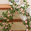 Guirnalda de Rosas Artificiales Flor Falsa Decoración de Conducto de Aire Acondicionado Cubierta de Enredadera Planta de Enredadera de Plástico Paisajismo Techo Pared