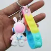 Chaveiro de coelho espacial no atacado, decoração de boneco tridimensional, fivela pendente, pequeno presente, pingente de mochila, pingente de carro, chaveiro