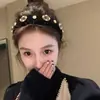 Diadema de Terciopelo Negro con Brillantes Pedrería y Perlas, Accesorio de Cabello de Lujo de Gama Alta con un Toque Sofisticado
