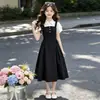 Conjunto de Dos Piezas para Niñas de Verano, Nueva Llegada, Estilo Academia, Camisa y Falda con Tirantes para Niños de Primaria y Mayores, Vestido Adelgazante con Cintura Ajustada, Sensación de Alta Gama