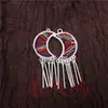 Pendientes Vintage Bordados Hechos a Mano de Estilo Étnico de Moda con Borlas Pequeñas, Joyería de Plata Miao de Yunnan, Color Blanco, Tamaño 41