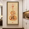 Nova Pintura Decorativa para Hall de Entrada Estilo Chinês, Pintura Pendurada de Cabaça da Sorte e Prosperidade, Quadro de Nove Peixes que Reúne Riqueza, Arte de Parede para Sala de Estar de Frente para a Porta e Corredor