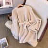 Suéter suave ceroso estilo perezoso de largo medio con cintura ajustada para mujer Otoño e Invierno talla grande chica gordita Elegante holgado que cubre el vientre Adelgazante Top