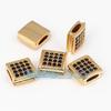 Acessórios para pulseira DIY Anil Arjandas metade prata 925 microincrustados diamantes densos contas quadradas planas com ranhura