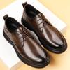 Sapatos Masculinos de Couro 2025 Outono Masculino Retrô Estilo Britânico Casual Masculino Cadarço Para Ir ao Trabalho Escritório Sapatos Tendência Dropshipping