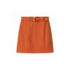 Estilo Europeo y Americano 2024 Invierno Nuevo Falda Mini de Pana Simple de Cintura Alta Ajustada Retro para Mujer con Cinturón