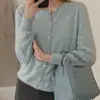 Cárdigan de punto con hilo de núcleo y aguja gruesa para mujer, estilo nuevo de otoño e invierno, capa interior, camiseta básica, suéter suave y pegajoso, prenda de abrigo
