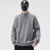 Suéter cárdigan de punto para hombre, Otoño e Invierno, Nuevo, Cuello alto, Chaqueta moderna, Guapo, Color liso, Versátil, Casual, Chaqueta holgada