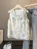Blusa floral sin mangas con volantes estilo francés para mujer, nuevo modelo de verano 2026, top simple y chic juvenil