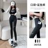 Pantalones Tiburón con Bolsillo de Solapa Pantalones para Ropa Exterior de Mujer Verano Delgados Cintura Alta Levantamiento de Cadera Ajuste de Abdomen Yoga Barbie Leggings para Ciclismo Primavera y Otoño