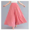 Pantalones Culotte de Lino y Algodón Lotte 2026 Estilo Mori Girl Color Sólido con Cintura Elástica, Pantalones Culotte Acampanados Estilo Étnico de 12 Colores