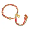 Pulsera de Hilo de Algodón Tejida a Mano con Mantra de Seis Sílabas Estilo Étnico Tibetano y Atrapasueños, Cuerda Multicolor de Algodón Trenzada a Mano