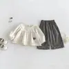 Conjunto de Dos Piezas Dianxi para Bebés, Camisa con Dobladillo de Encaje Estilo Coreano Dulce, Muñeca Corazón para Niñas, Pantalones de Pierna Ancha Florales de Otoño