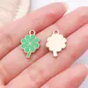 Acessórios para Joias DIY Série Verde com Gotejamento de Óleo Liga de Zinco Flor Pequena Brincos Estilo Ins Pulseira Chaveiro Pingente