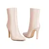 Botas Martin versátiles de comercio exterior para otoño e invierno, botas de cuero de corte bajo con punta fina de estilo transfronterizo con suelas de goma, cremallera lateral antideslizante, botas de tacón alto para mujer