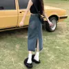 Falda vaquera Xintang transfronteriza para mujer, estilo fino de verano, nuevo modelo 2026, falda bodycon de cintura alta en línea A con abertura