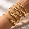 Pulsera de Puño Abierto Exagerada Retro Cruzada Anillo de Gancho de Retrato Pulsera Anillo de Mano Unisex Chapado en Oro de 18 Quilates Elegante Lujo Ligero
