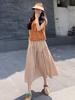 Falda plisada a cuadros Dopamine para mujer, nueva falda de verano de cintura alta, combinable con todo, de longitud media, con costuras, corte A, estilo paraguas