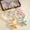 Aretes y Collar de Estilo Transfronterizo Europeo y Americano de Hilo Brillante con Goteo de Aceite en Forma de Estrella, Cadena para Clavícula de Estilo Fresco para Vacaciones, Accesorio de Cuello de Gama Alta de Nicho
