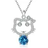 Colar de Prata Esterlina S925 para Mulheres de Comércio Exterior Transfronteiriço Europeu e Americano Desenho Animado Gatinho Gato Animal Moissanite Cor D Pingente de Um Quilate
