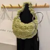 Bolso de Nube Plegado de Terciopelo Transfronterizo para Mujer, Bolso Peludo Nuevo, Estilo Coreano Casual Bolso Burbuja, Bolso de Hombro Cruzado, Bolso Dumpling