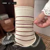 Meias Femininas de Meia-Panturrilha Cor Vermelho Angorá, Estilo Ins Moderno, Algodão Puro, Primavera, Outono, Inverno, Meias Longas Listradas Retrô Japonesas