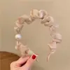 Novo Aro de Cabelo de Pérola Estilo Coreano Pequeno Fresco Cor Sólida Mechas Finas Acessórios de Cabelo Fada Vermelho da Internet Aro de Cabeça Amassado