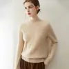 Suéter 100% cachemira con cuello semi alto y trenzado pequeño, nuevo estilo otoño e invierno para mujer, top elegante para llevar como capa interior con un suéter base de punto de cachemira