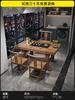 Conjunto de Mesa de Chá de Escritório em Madeira Maciça, Mesa de Chá Pequena Integrada para Uso Doméstico na Sala de Estar, Combinação de Mesa de Chá e Cadeiras com Tampo Grande para Varanda, Estilo Novo Chinês