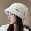 Gorro de Tricô para Mulheres, Cor Sólida Outono e Inverno, Gorro Slouchy, Novo Gorro Quente Pulôver, Gorro de Lã Branco para Proteger as Orelhas ao Ar Livre