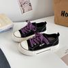 Versión Coreana 2025 Otoño Zapatos de Lona con Punta de Mango para Mujer Zapatos Blancos de Suela Gruesa Tenis Casuales de Caña Baja Gd53