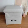 Taburete de Almacenamiento de Madera para el Hogar con Tela, Taburete para Mesa de Comedor, Taburete Plegable Multifuncional con Patas de Madera, Taburete de Sofá con Almacenamiento