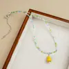 Collar de Cuentas de Semilla Coloridas Hecho a Mano de Venta Caliente Transfronteriza con Colgante de Oso en Degradado, Gargantilla Versátil de Diseño de Nicho para Mujeres