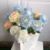 Rosa artificial de un solo tallo en azul hielo, regalo para el Día de San Valentín, decoración del hogar, flor para boda, accesorio de fotografía