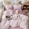 Juego de ropa de cama de cuatro piezas de invierno de grado A, color sólido, terciopelo de leche, incluye una funda de edredón gruesa con forro polar, sábana y fundas de almohada, adecuado para dormitorios de estudiantes