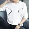 Temporada de primavera y otoño, camiseta lisa popular de manga larga, corte holgado, cuello redondo, unisex, top simple y versátil