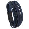 Pulseira de couro trançado multicamadas com padrão de onda retrô masculina, pulseira de fivela magnética de liga popular europeia e americana