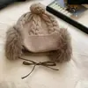Gorro de Lana de Invierno Gorro Tejido Estilo Coreano para Mujer Lindo Protección para Orejas de Felpa Gorro Lei Feng Gorro Tejido Cálido para Mujer