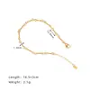 Cadena Simple Hecho a Mano Varilla Retorcida Estilo Neutro Pulsera Chic con Forma de Hueso para Mujeres Acero de Titanio Chapado en Oro Sl127