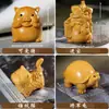 Estatuetas do Zodíaco esculpidas em sândalo dourado: Rato, Boi, Tigre, Coelho, Dragão, Serpente, Cavalo, Ovelha, Macaco, Galinha, Cachorro, Porco, Objetos Decorativos Portáteis