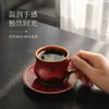 Juego de taza y platillo de cerámica vidriada para café transfronterizo, taza pequeña estilo americano vintage, taza de té hecha a mano creativa, juego para el té de la tarde