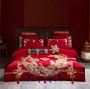Novo Conjunto de Quilt Bordado Vermelho de Algodão de Fibra Longa de Alta Qualidade para Casamento Conjunto de Roupa de Cama para Casamento Conjunto de Dez Peças