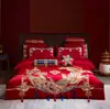 Boda Boda Rojo Cuatro Piezas Lujo Ligero 180 Algodón de Fibra Larga Funda de Edredón de Algodón Boda Boda Habitación Edredón Ropa de Cama