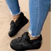 2025 Comércio Exterior Sapatos de Algodão Femininos Estilo Europeu e Americano Laço Sapatos Quentes Planos Tamanho Grande Sapatos Peludos Botas de Neve Femininas