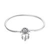 Pulsera de Plata S925 Chapada en Cobre con Atrapasueños de Trébol de Cuatro Hojas Cadena Hueso de Serpiente Cuentas Colgante Cadena Transfronteriza Europea y Americana