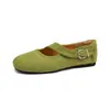 Versão em pele de ovelha~Sapatos femininos Mary Jane retrô franceses modelo novo 2026, adequados para saias, sapatilhas rasas com bico quadrado