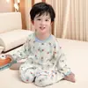 Roupas de Casa Pijama de Desenho Animado para Menino 2026 Nova Coleção Primavera, Outono e Verão Fofo Gola Redonda Urso Cardigan de Algodão Terno Masculino