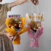 Pequeño Ramo de Girasoles para el Día del Maestro, Flores de Ganchillo de Hilo, Abejita, Flor de Bolígrafo Rojo, Regalos para Maestros de Escuela Primaria y Jardín de Infancia