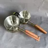 Pote Pequeno Anti-respingo de Óleo de Aço Inoxidável Pote Mini para Despejar Óleo Doméstico Escorredor de Óleo Cozinha Especial Cabo Longo de Madeira Colher para Óleo Quente Anti-respingo